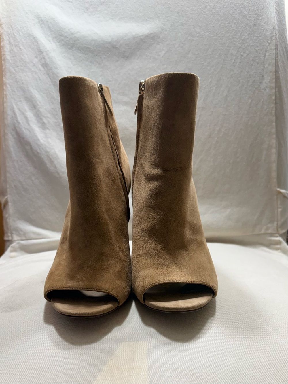 Sam Edelman Tan Suede Open-Toe Ankle Booties